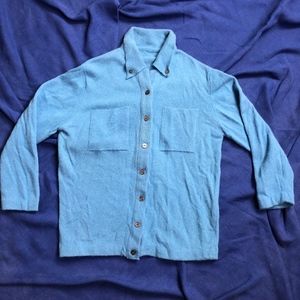 Pastel Blue Cardigan Sweater - 1990s - Small